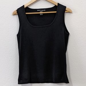 Scott Taylor Square Neck Sleeveless Top / Tank,  Black, Size XL